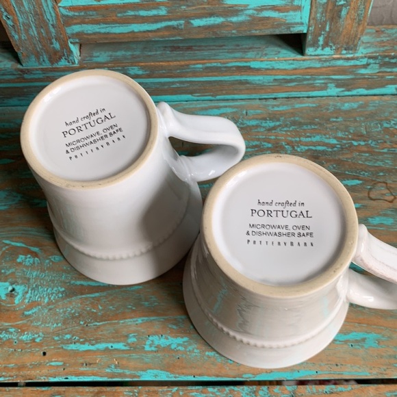 Pottery Barn Gabrielle Coffee Mugs Set of 2 Made in Portugal Neutral - Picture 5 of 8